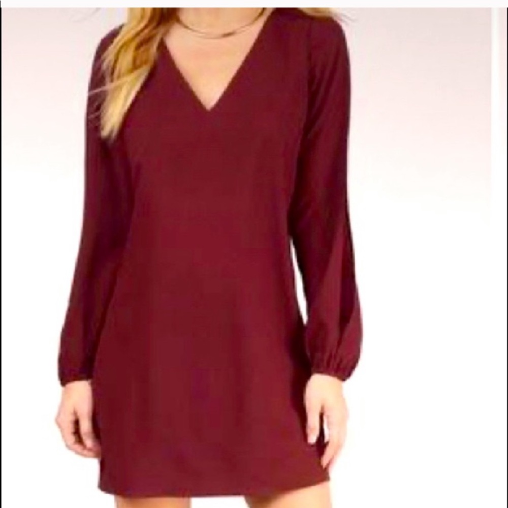 Tobi burgundy red shift sleeved dress